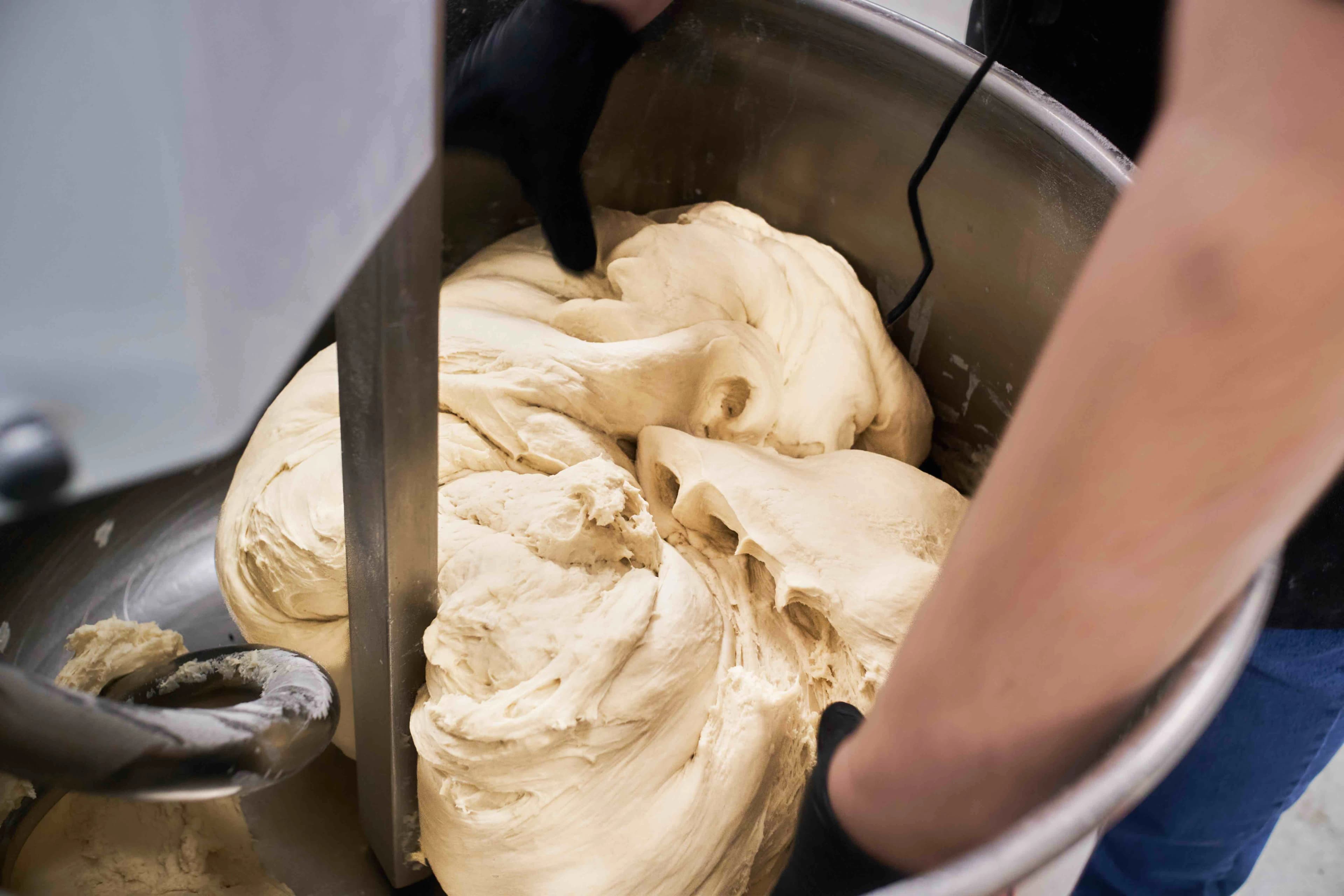 Dough being mixed
