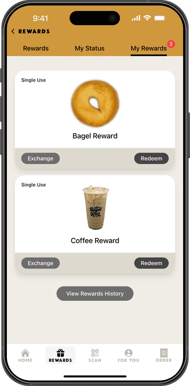 JBR Rewards redemption screen